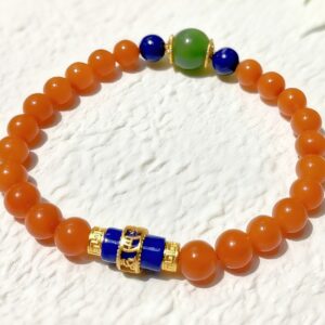 D91 Bead Bracelet: Red Agate Six-Character Mantra